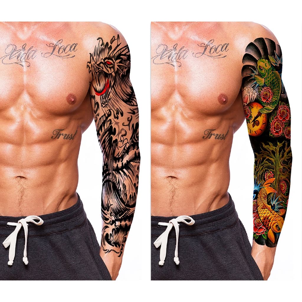 Tatuagem Temporaria Realista Fechamento de Braço 48x17cm Masculino Feminino