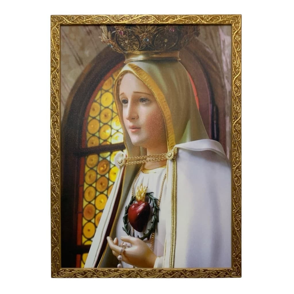 Quadro Decorativo 50x70Cm Nossa Senhora De Fatima Coração Promoção