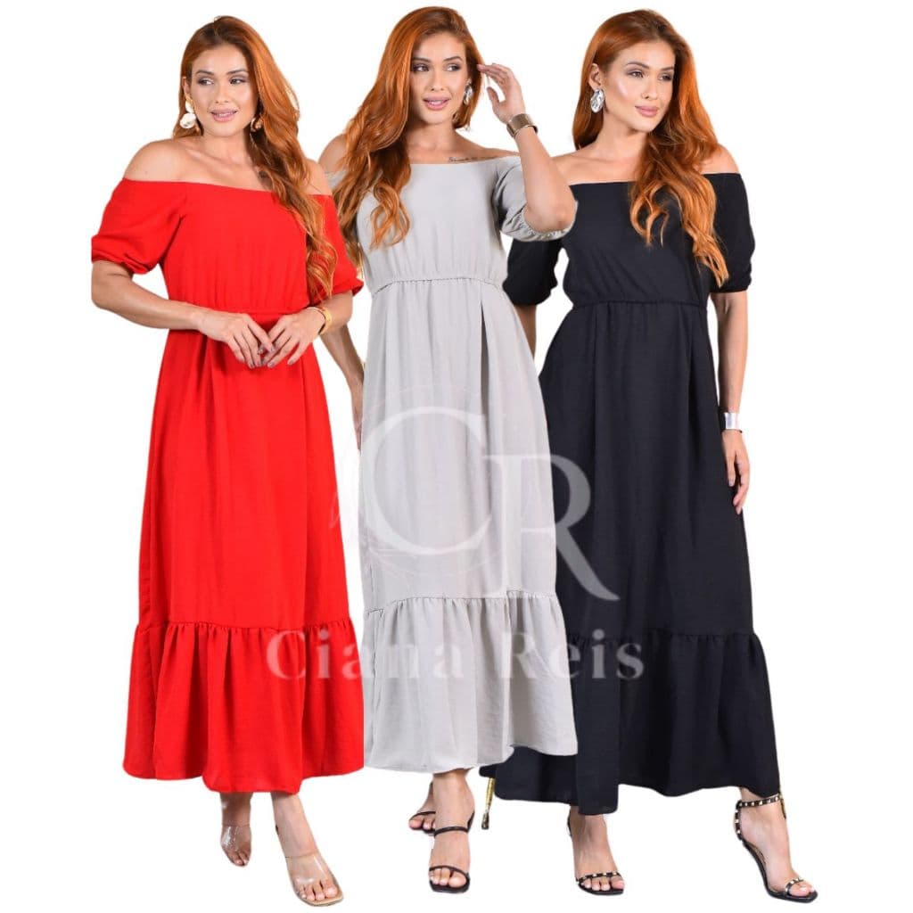 Vestido Longo Feminina  Elegante Ciganinha Com manga Moda evangélica Casual