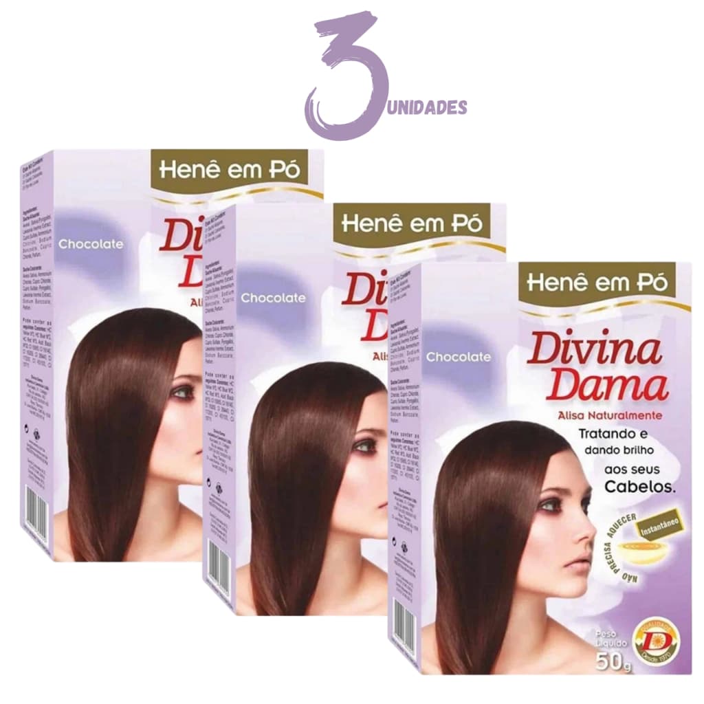 Divina Dama Henê Pó 50g Chocolate 03 Unidades