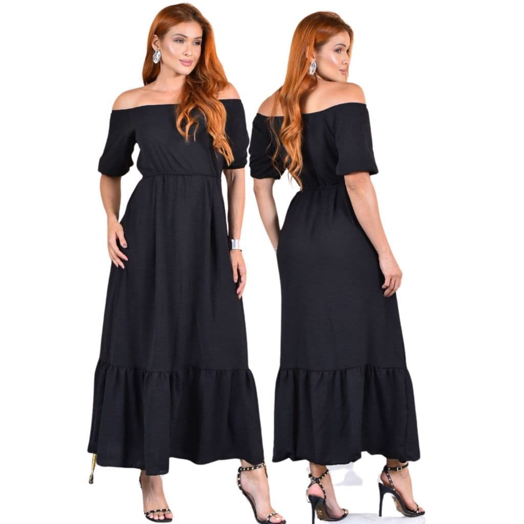 Vestido Longo Feminino Festa Casamento Madrinha Manga 3/4 Elegante Evangelico Plus