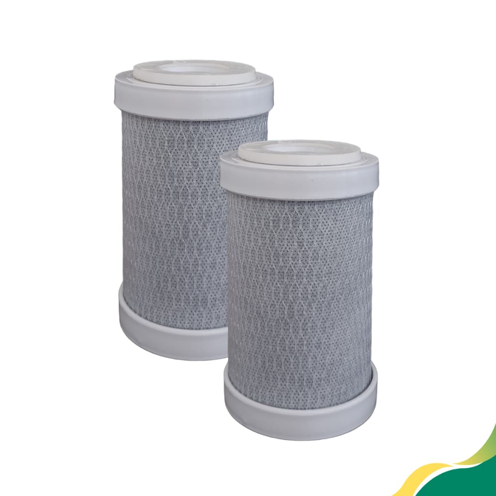 KIT com 2 Refis filtros de carvão ativado 5" x 2 1/2", pia, bebedouro, chuveiro (carbon block)