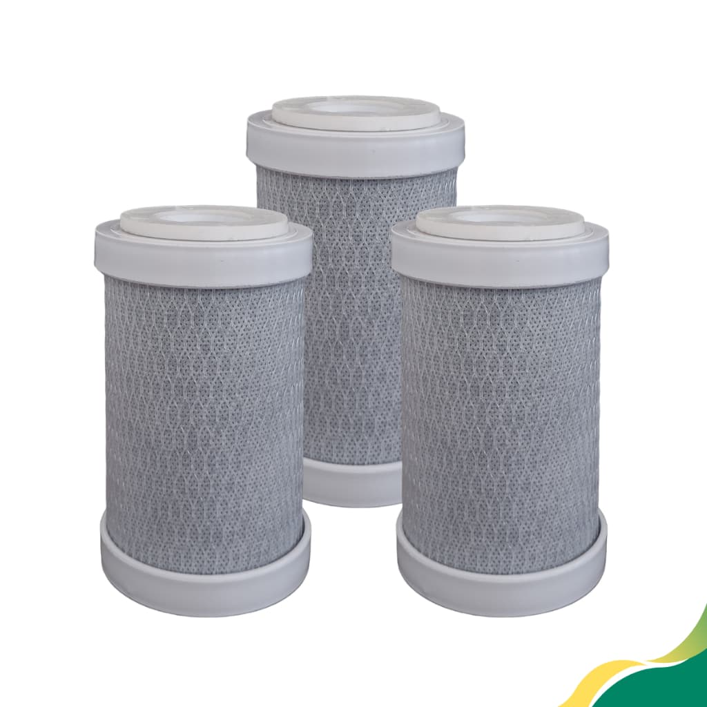 KIT com 3 refis filtros de carvão ativado de 5" x 2 1/2", bebedouros, pia, chuveiro (carbon block)