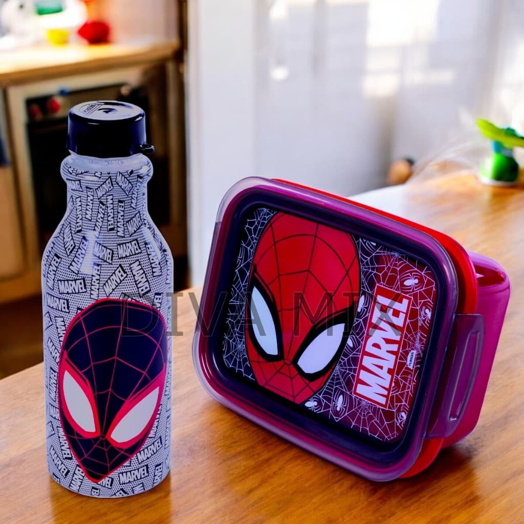 Kit Marmita Hermética e Garrafinha Homem Aranha Marvel Vingadores - Plasútil