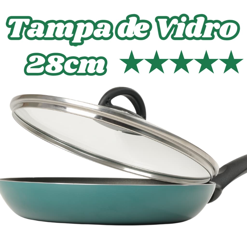 Tampa De Vidro Temperado Para Panela 28 Cm Caçarola Frigideira + Puxador De Tampa