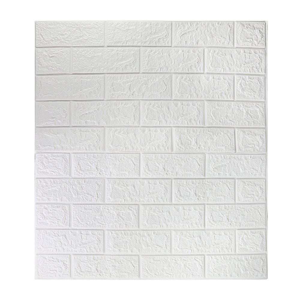 Placa Decorativa em 3D PVC Papel de Parede 70x77 com cola forte texturizado Branco
