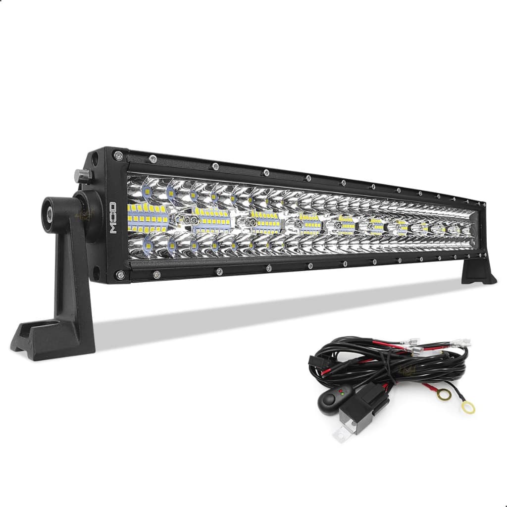 Barra LED Mod LEDs 390W 6500K Lente 8D Farol Milha Auxiliar Foco Spot e Flood 22pol Com Chicote Carro