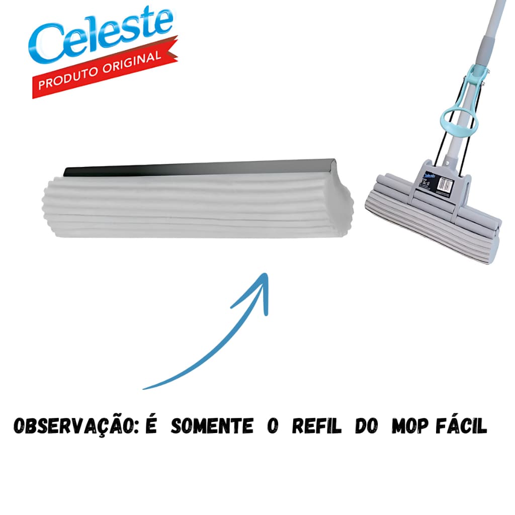 Refil do Mop Facil Em Pva Rodo E Pano De Chão Limpeza Esfregão Celeste