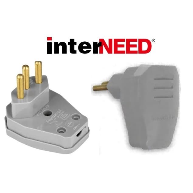 Plug Macho Gigante 2P+T 10a e 20a Cinza Interneed Pino Extensão Eletricista Elétrica Tomada Fêmea Cabo Fio Ilumi