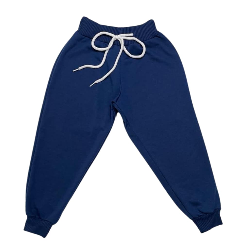 Calça Jogger Moletom Lisa Moletinho Infantil Unissex Cadarço