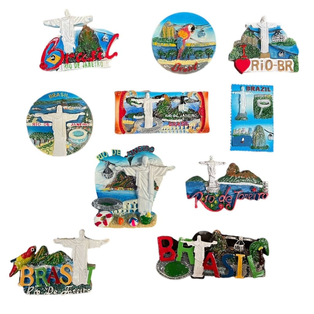 Kit 30 Imãs de Geladeira de Resina Brasil Rio de Janeiro Decorativo Lembrança