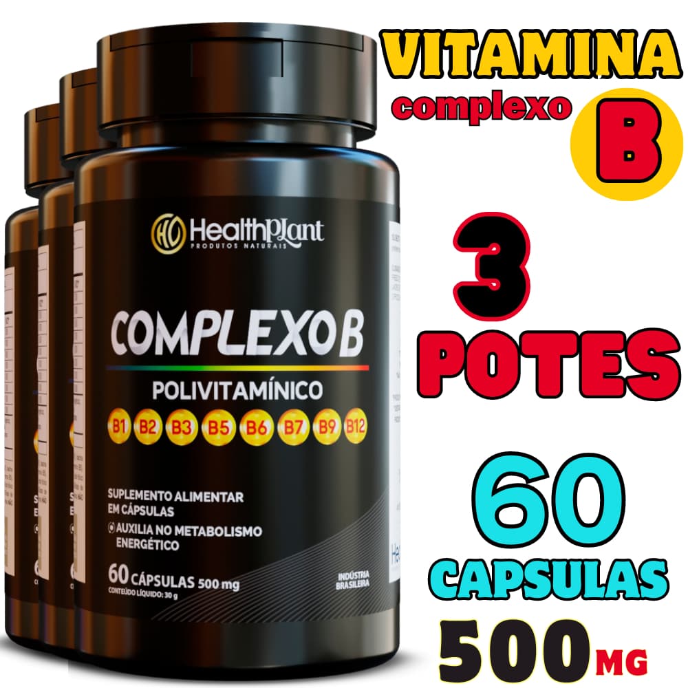 Suplemento de Complexo B Vitaminas B1, B2, B3, B6, B12 para energia, memoria, estresse..