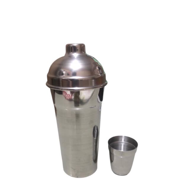 kit coqueteleira 500ml mais copo 50ml alumínio polido