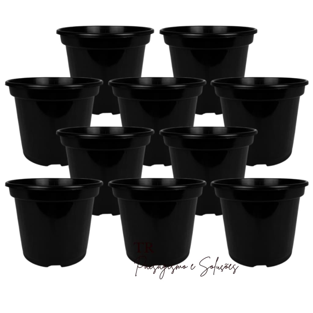Kit 100 Vaso  Pote 15 Plástico Liso Preto Orquídeas Flores