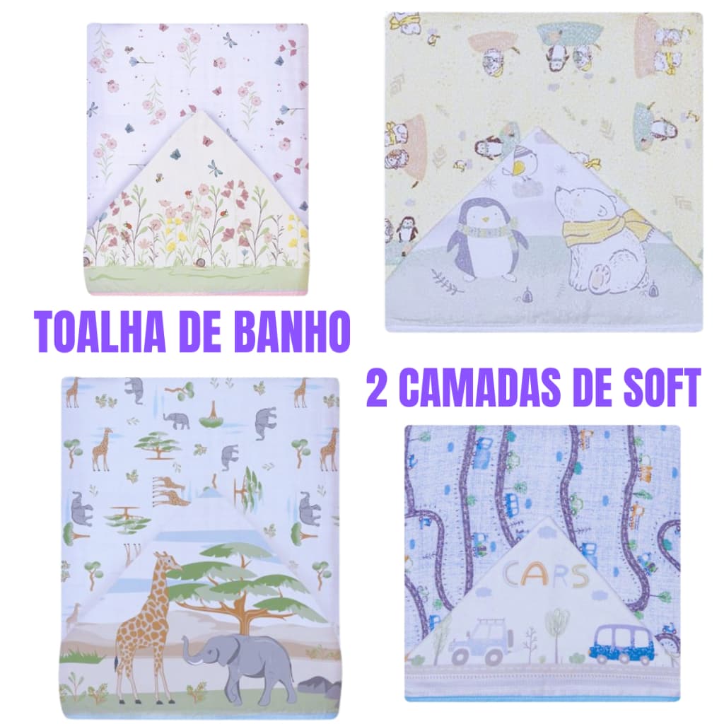 Toalha De Banho Fralda Soft Com Capuz Para Bebê 90x80cm