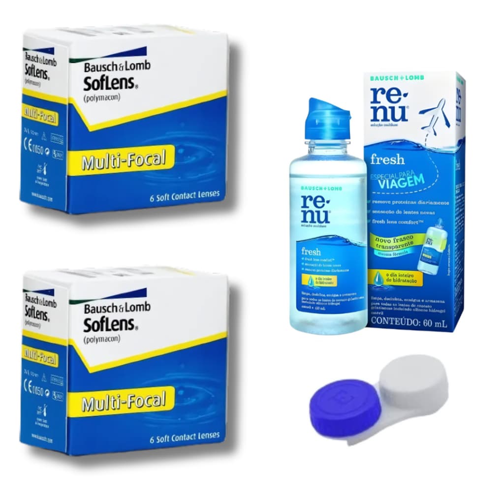 2 Caixas de Lente De Contato Soflens® Multifocal + Estojo + Renu60ml