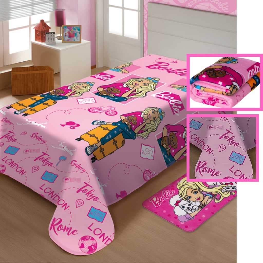 Manta Quente Coberta Microfibra Fun Solteiro Barbie Jolitex Stitch Marvel Homem Aranha Lucas Neto