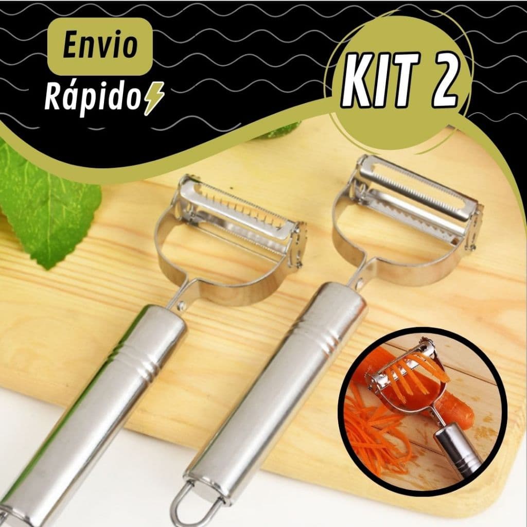 2 Descascador Em Aço Inox Premium Para Frutas e Legumes Cenoura Batata e Cozinha