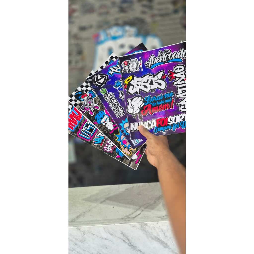 cartela de adesivos laminada