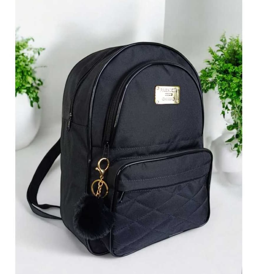 Mochila Para Trabalhar Feminina Bolsa De Lado  Impermeável + Um Pompom