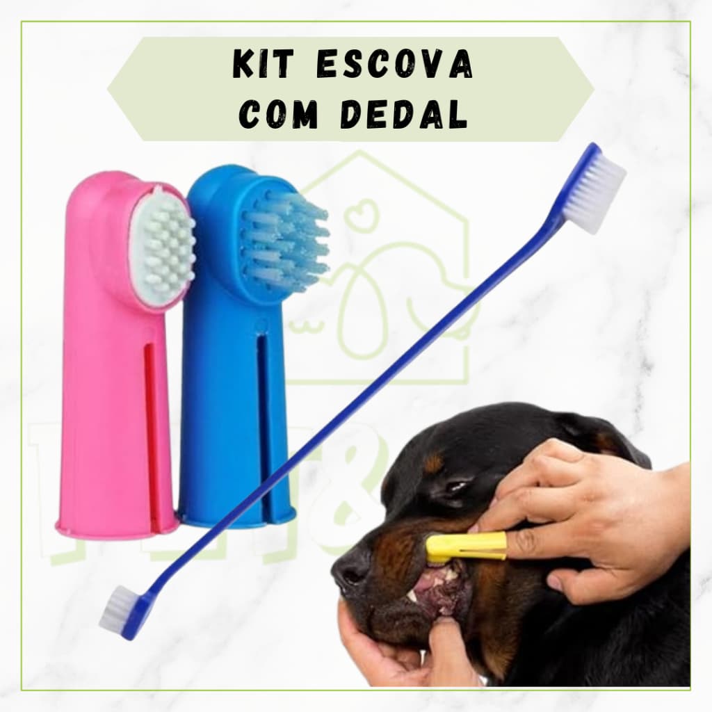 Escova de Dente para Pet Cães e Gatos Limpeza Bucal