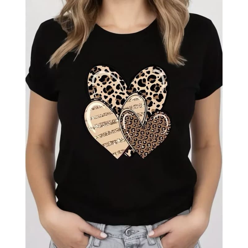 Camiseta Blusa Feminina elegante Love Coração Blusinha Casual Premium