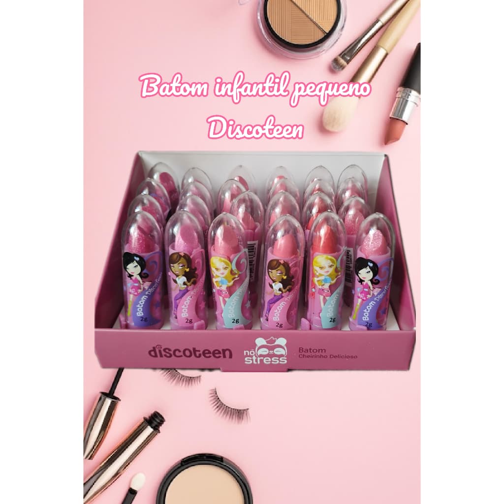 Kit Batom Infantil Com 6 Mini Batons Com Cheirinho Batom Blogueira Discoteen Alta Qualidade