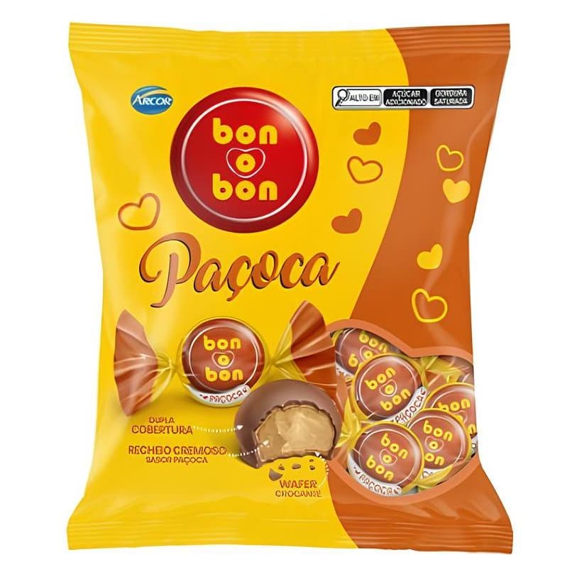 BomBom Sabor Paçoca Arcor Bonobon 450g - 30 Unidades