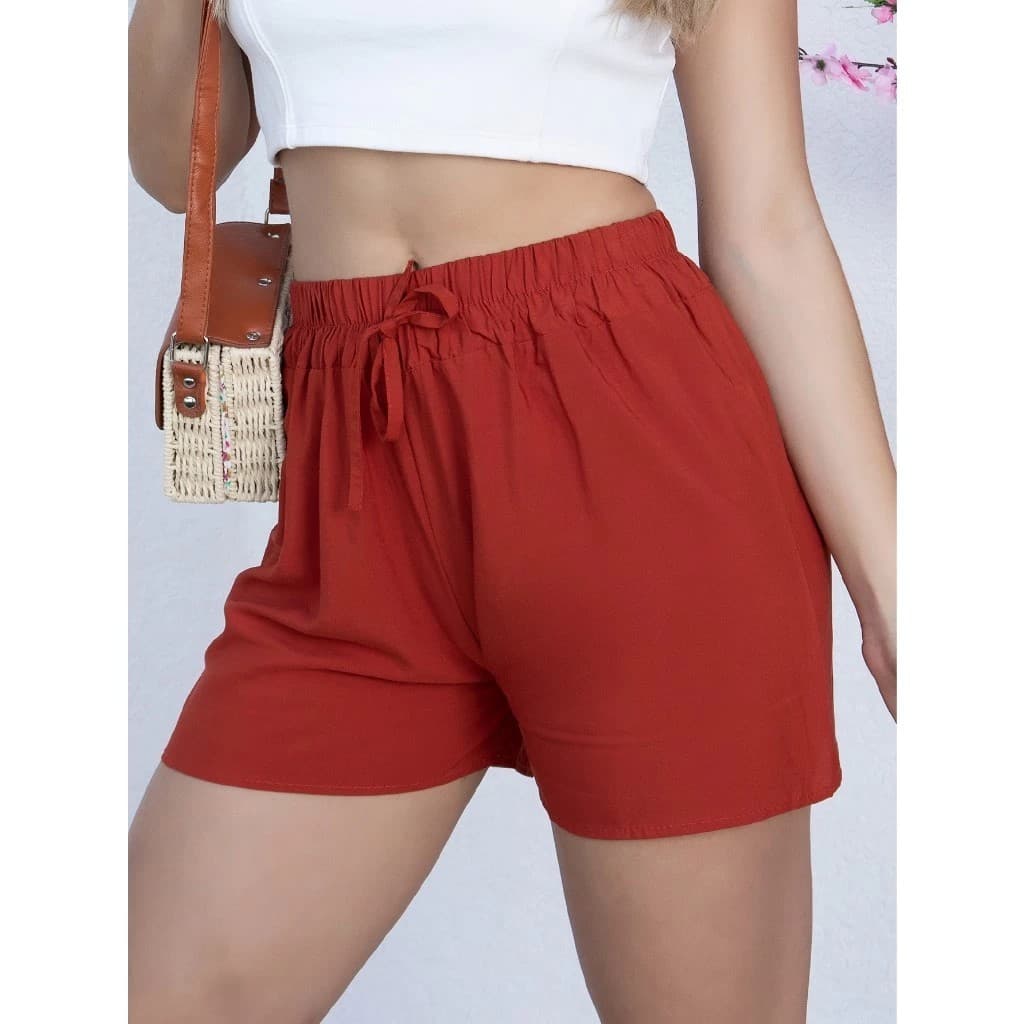 Short Soltinho Viscolycra Feminino Liso Viscose sem Bolso Curto