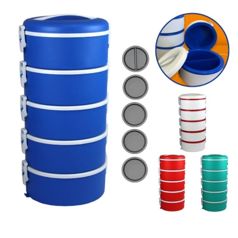 Kit 4 Jogos De Marmita Térmica 5 Peças 1,5 Litros Divisória Melhor Custo Benefício Barato Conjunto