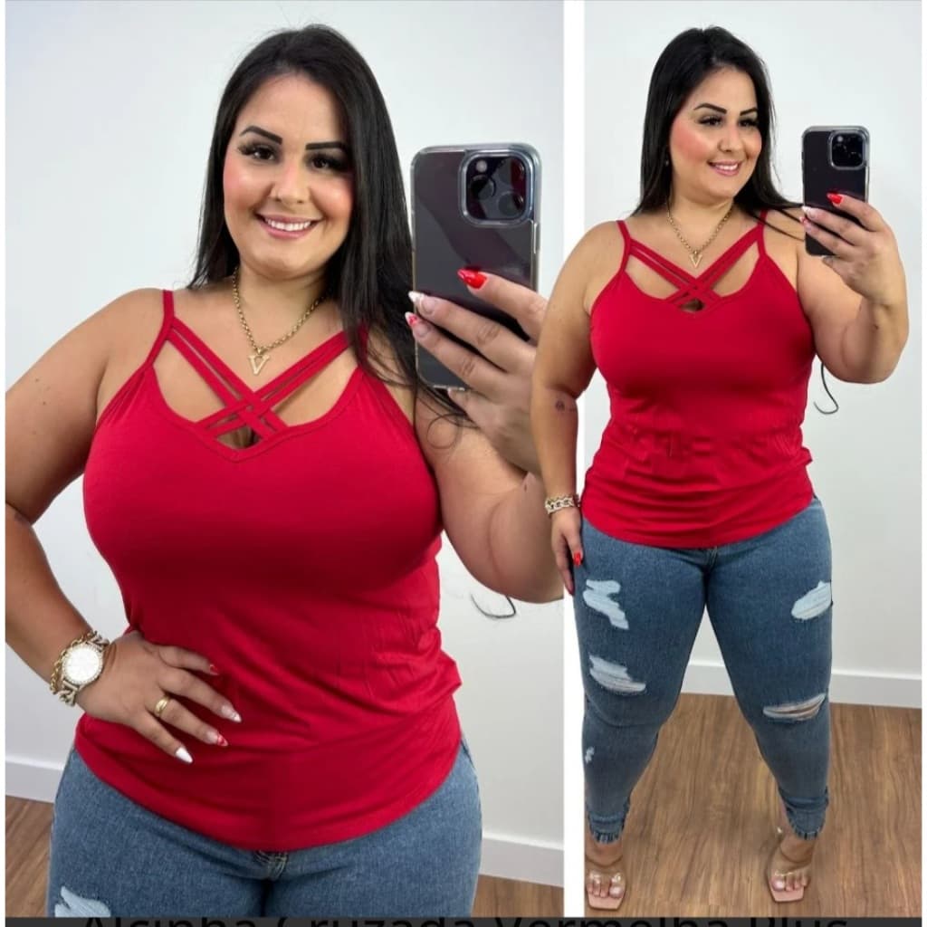Blusa alcinha cruzada plus size regata