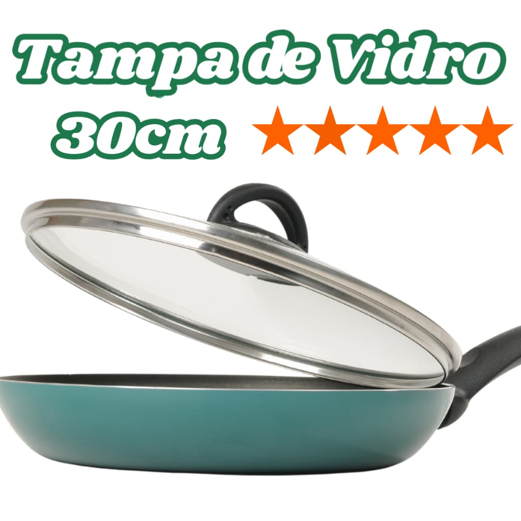 Tampa De Vidro Temperado 30 Cm Panela Frigideira Caçarola Original + Pomel Puxador de Tampa