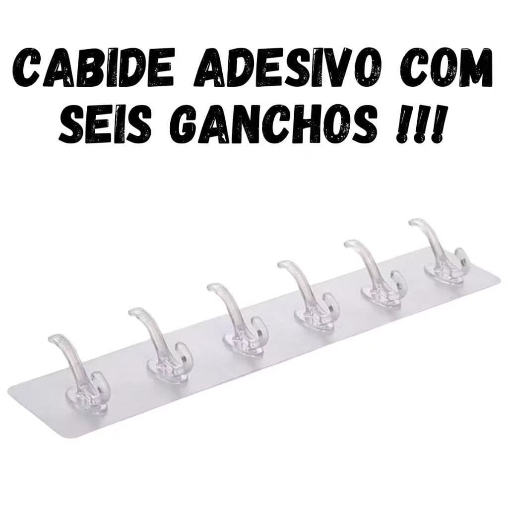 Faixa Gancho De Parede Com 3 e 6 Suportes Transparente Adesivo Multiuso.