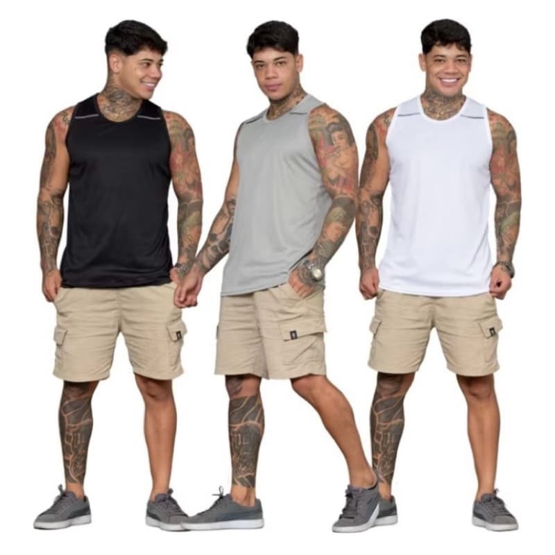 kit 5 Regata Dry Fit Masculino Corrida Treino Confortável Academia