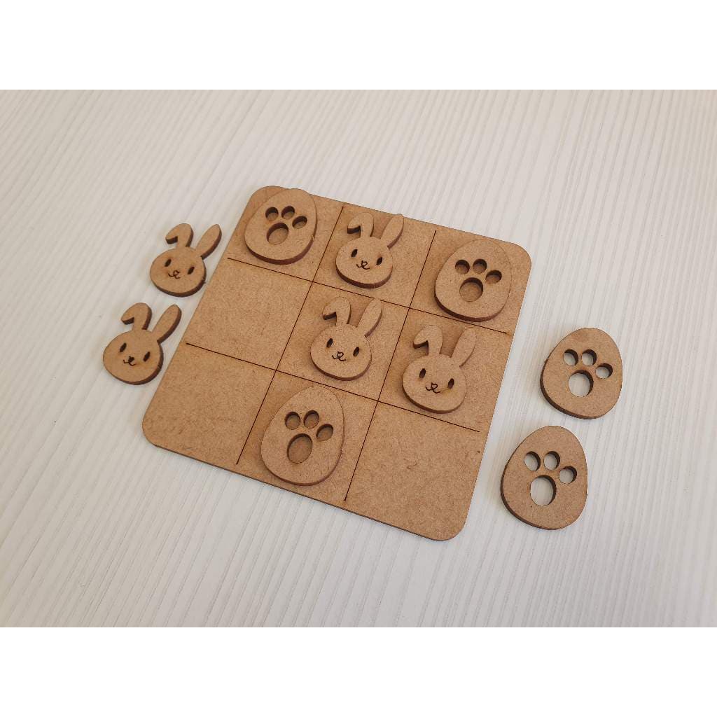 60 Jogos da velha Pascoa Ovo Coelho em MDF 10cm tabuleiro brinquedo presente lembrancinha kit