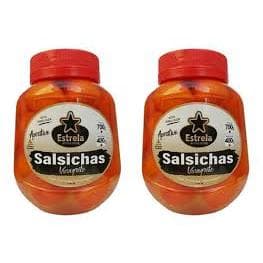 Kit 2 Potes Salsicha Vinagrete em Conserva 400g Drenado cada Pote Petisco Aperitivo Estrela
