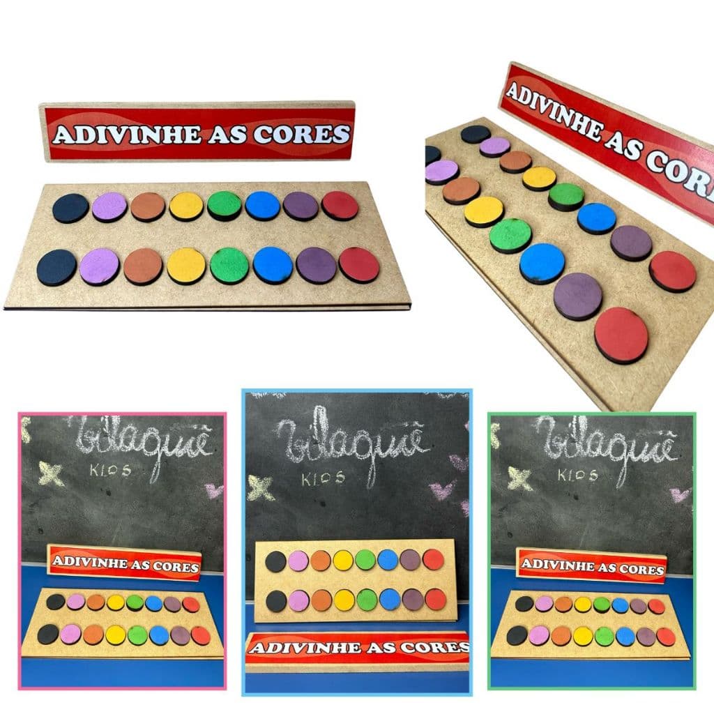 Jogo Acerte as Cores ou Adivinhe as Cores Brinquedo Educativo em MDF Jogo Memória Jogo Desafio