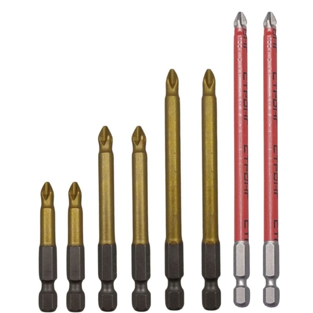 Conjunto Ponta Bits PH2 50, 70, 90, 127mm Kit 8 Peças Titânio Magnética Antiderrapante Mercantil