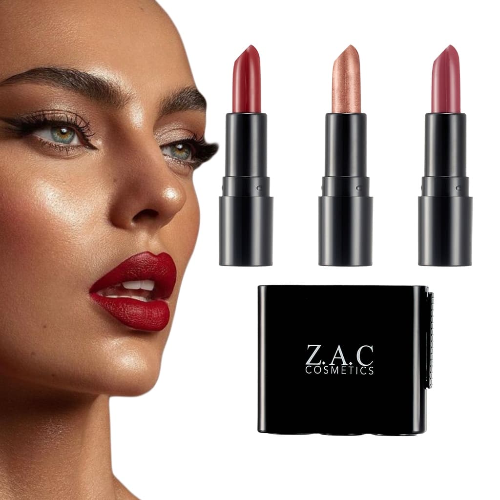 Kit 3 Batom Hidratante Batom Antiaderente Duradouro Batom Z.A.C COSMETICS LS0777