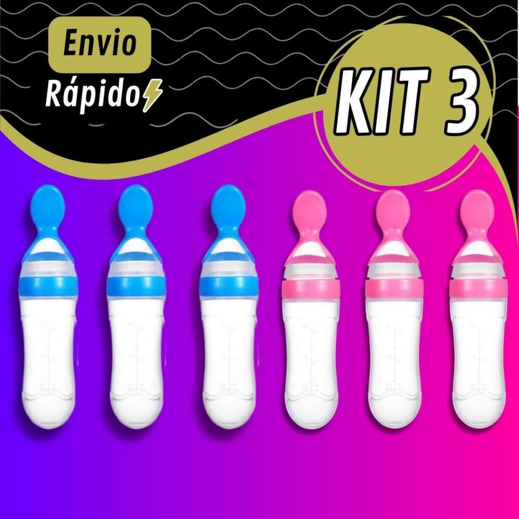 Kit 3 Colher Dosadora Mamadeira Para Bebê Introdução Alimentar Infantil Leite Papinha Livre de BPA