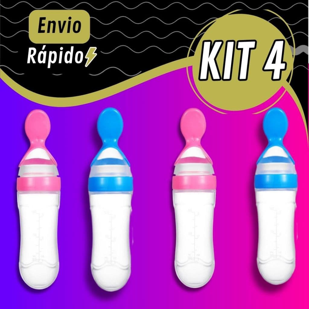 Kit 4 Colher Dosadora Mamadeira Para Bebê Introdução Alimentar Infantil Leite Papinha Livre de BPA