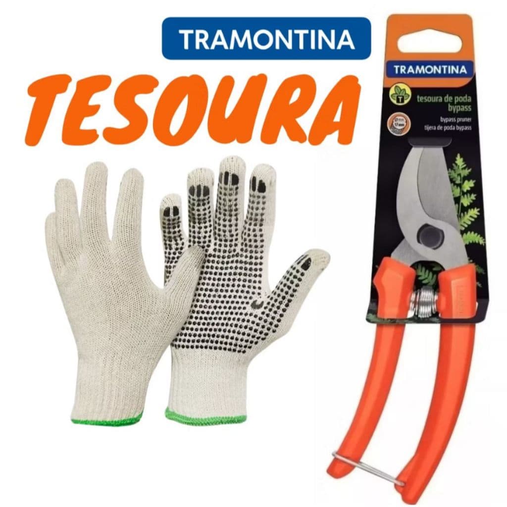 Tesoura Para Poda e Jardinagem Tramontina Bypass Com Luva De Algodão