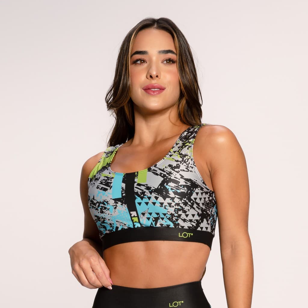 Top Fitness Suplex Estampado Cinza Básico Modernize Lot Fitness