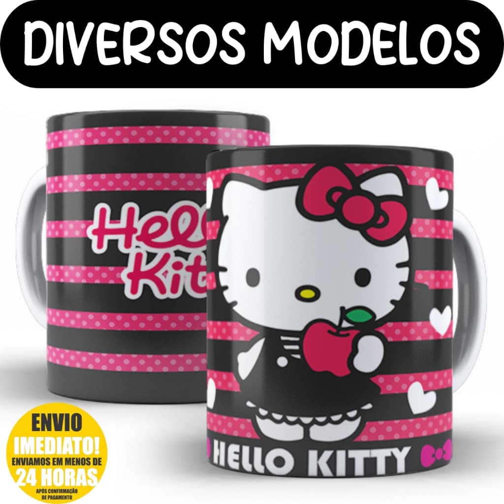 Caneca Xícara Hello Kitty Porcelana 325ml Presente