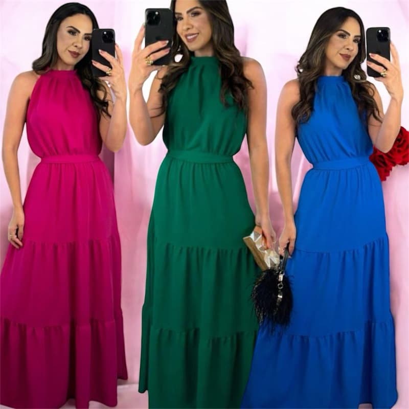 vestido longo Antonella gola alta