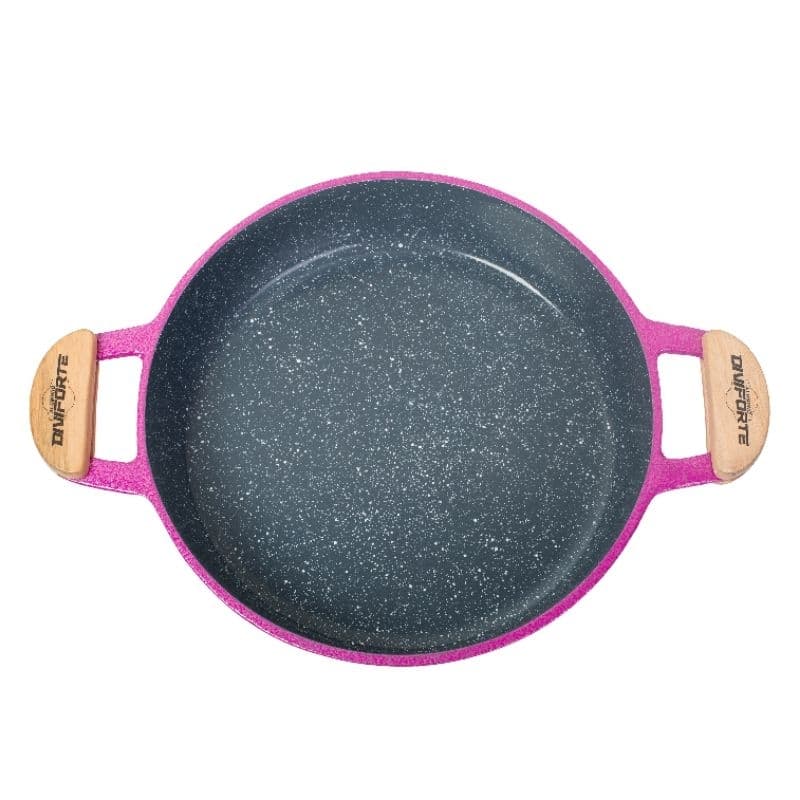 Frigideira Antiaderente Rosa Cerâmica Tampa De Vidro