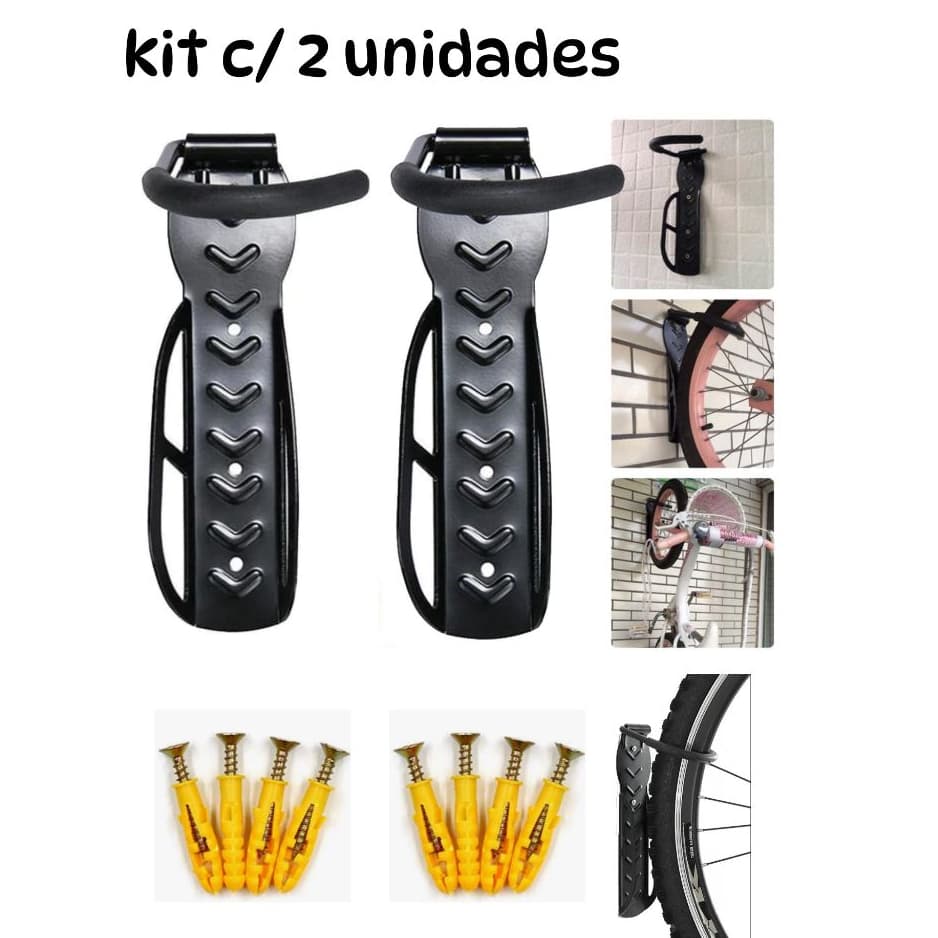 Suporte De Parede  Para Pendurar Bicicleta Com Apoio Resitente