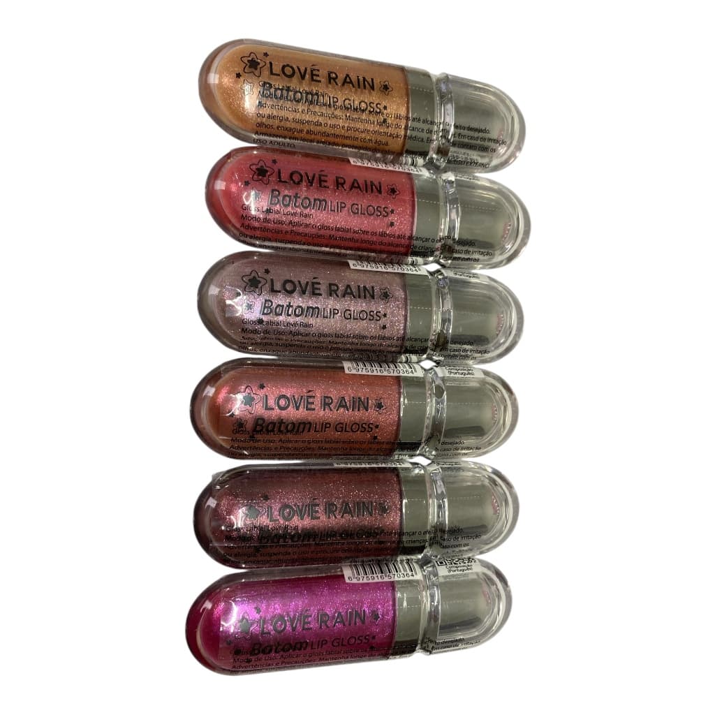 Batom Lip Gloss Fascinante Com Partículas de Brilho Love Rain