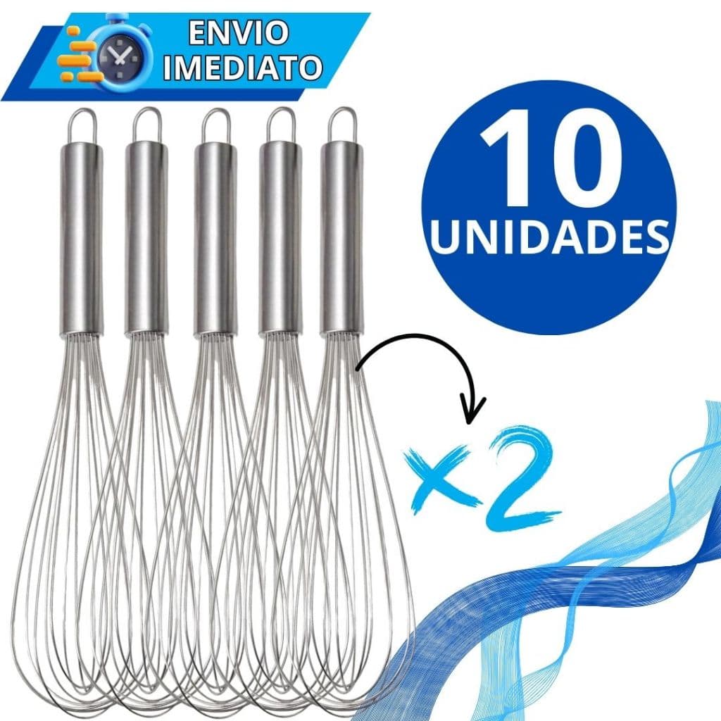 KIT 2/10 Unid Batedor de clara ovo Fouet fue AÇO INOX para Cozinha Casa Buffet Restaurante Bolo Pão Farinha Bater Doces
