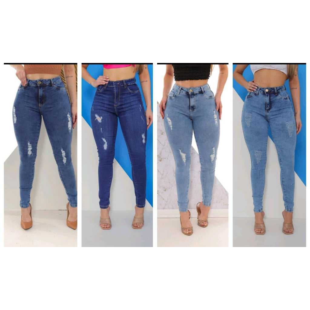 Calça Jeans Feminina Cintura Alta Skinny Levanta Bumbum Com Alto Qualidade